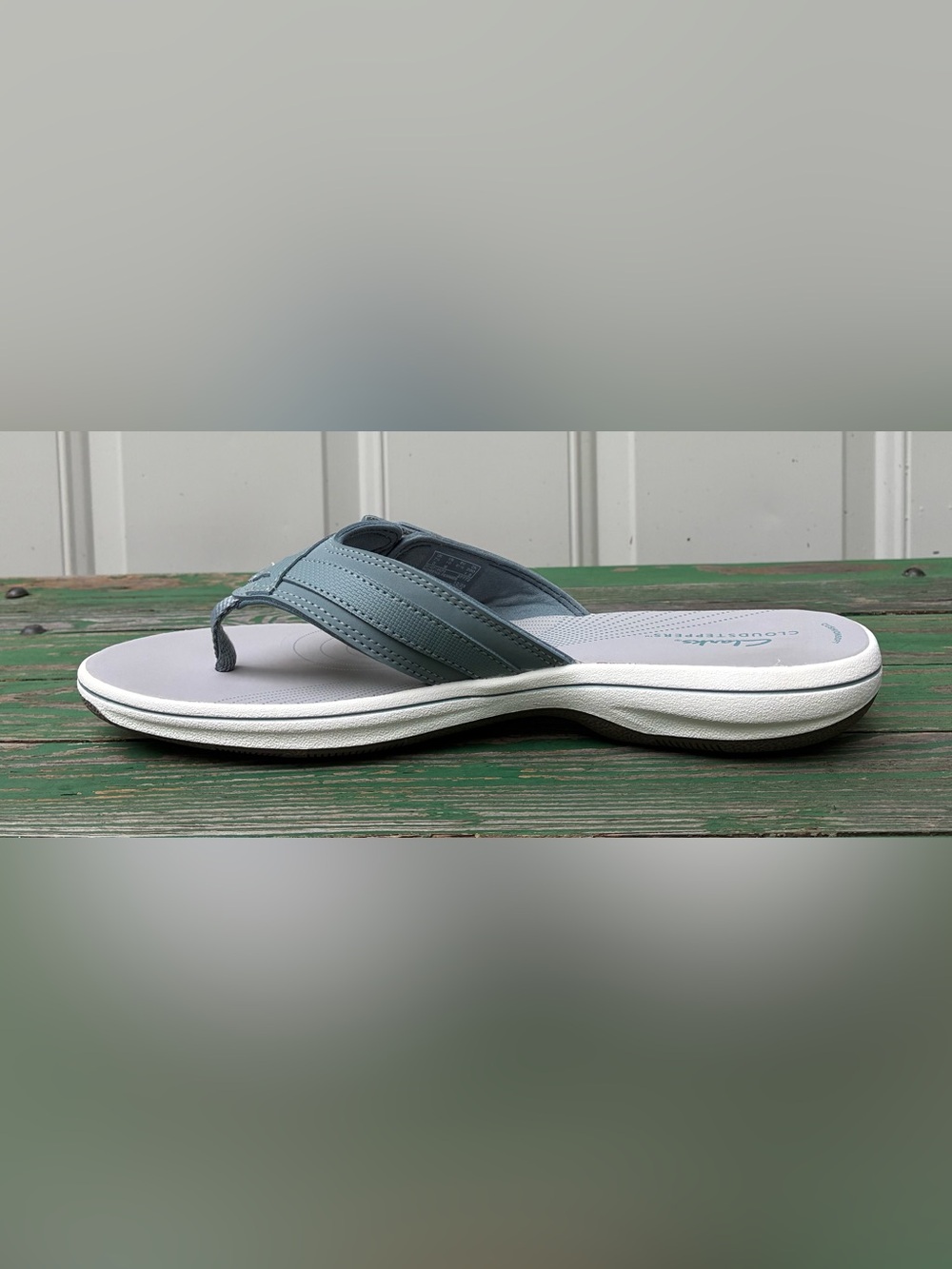 Clarks Cloudsteppers Womens Sz 10 Breeze Sea Blue Gray Flip Flop Sandals - Picture 12 of 15
